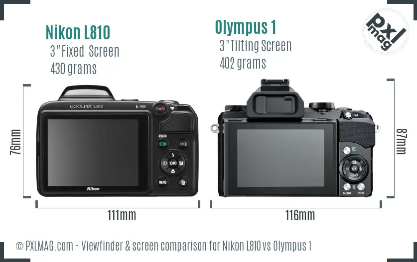 Nikon L810 vs Olympus 1 Screen and Viewfinder comparison