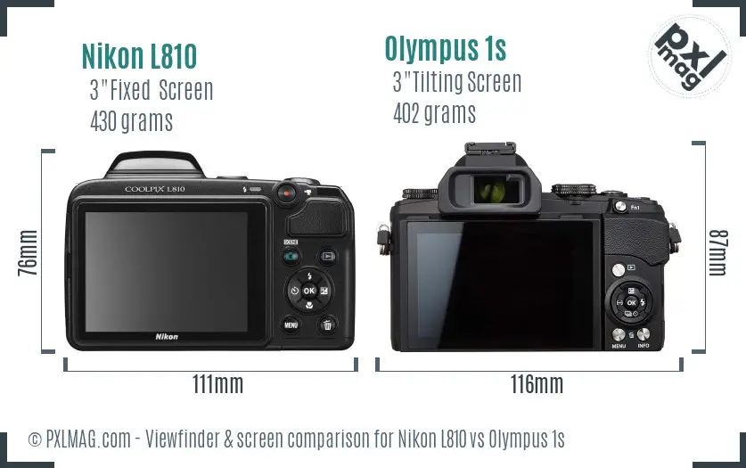 Nikon L810 vs Olympus 1s Screen and Viewfinder comparison