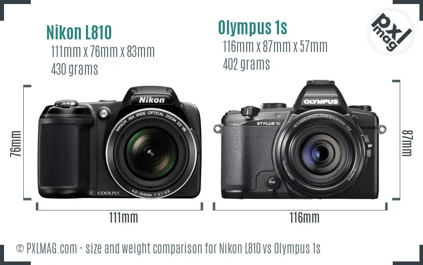 Nikon L810 vs Olympus 1s size comparison