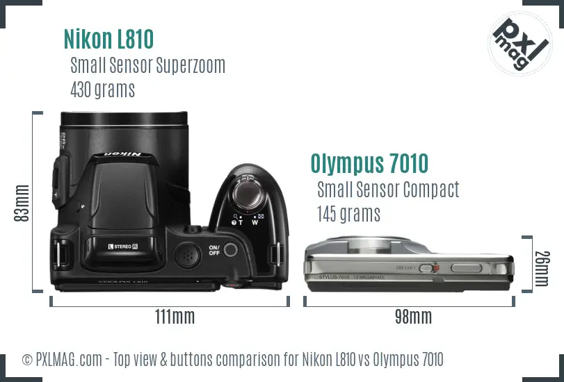 Nikon L810 vs Olympus 7010 top view buttons comparison