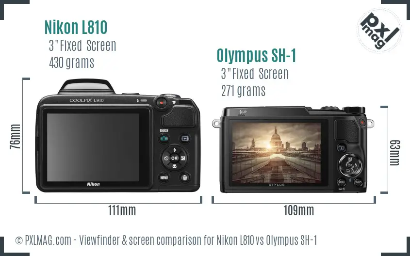 Nikon L810 vs Olympus SH-1 Screen and Viewfinder comparison