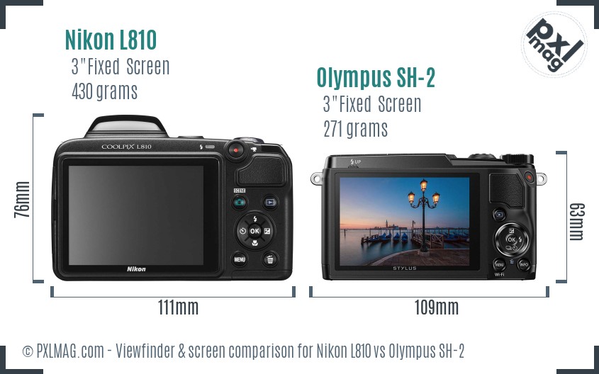 Nikon L810 vs Olympus SH-2 Screen and Viewfinder comparison