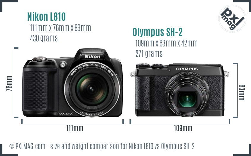 Nikon L810 vs Olympus SH-2 size comparison Nikon L810 vs Olympus SH-2 size comparison