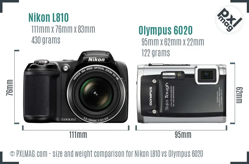 Nikon L810 vs Olympus 6020 size comparison