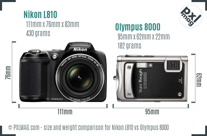 Nikon L810 vs Olympus 8000 size comparison Nikon L810 vs Olympus 8000 size comparison