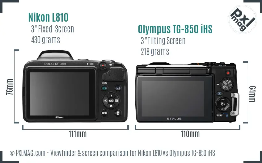 Nikon L810 vs Olympus TG-850 iHS Screen and Viewfinder comparison Nikon L810 vs Olympus TG-850 iHS Screen and Viewfinder comparison