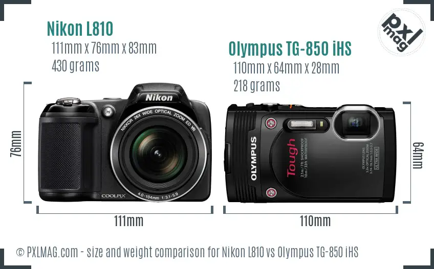 Nikon L810 vs Olympus TG-850 iHS size comparison Nikon L810 vs Olympus TG-850 iHS size comparison