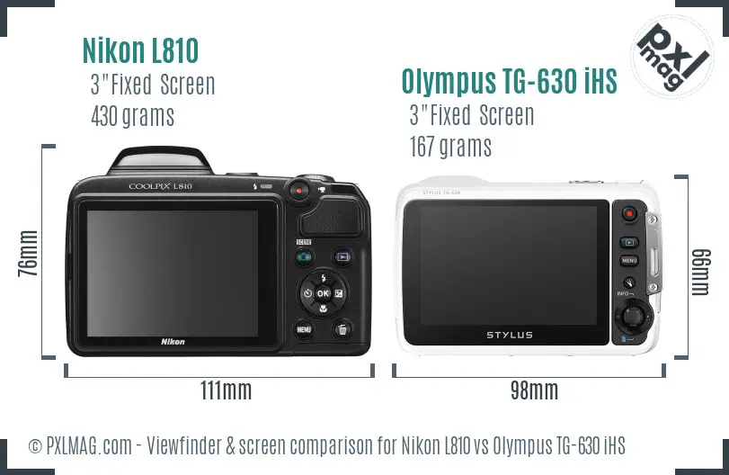 Nikon L810 vs Olympus TG-630 iHS Screen and Viewfinder comparison