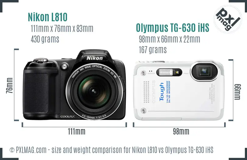 Nikon L810 vs Olympus TG-630 iHS size comparison
