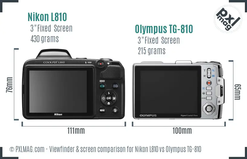 Nikon L810 vs Olympus TG-810 Screen and Viewfinder comparison