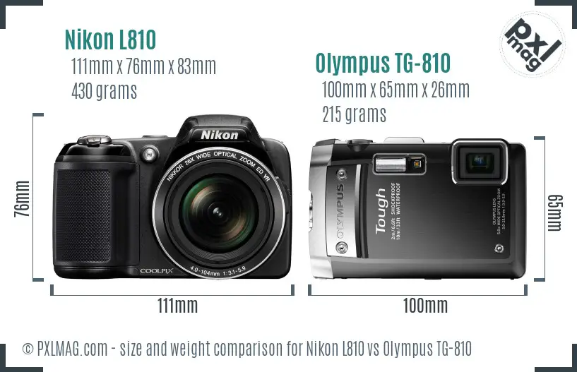 Nikon L810 vs Olympus TG-810 size comparison