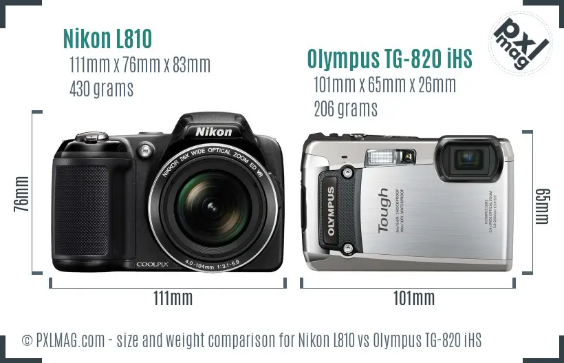 Nikon L810 vs Olympus TG-820 iHS size comparison