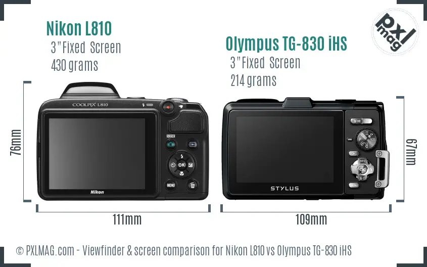 Nikon L810 vs Olympus TG-830 iHS Screen and Viewfinder comparison