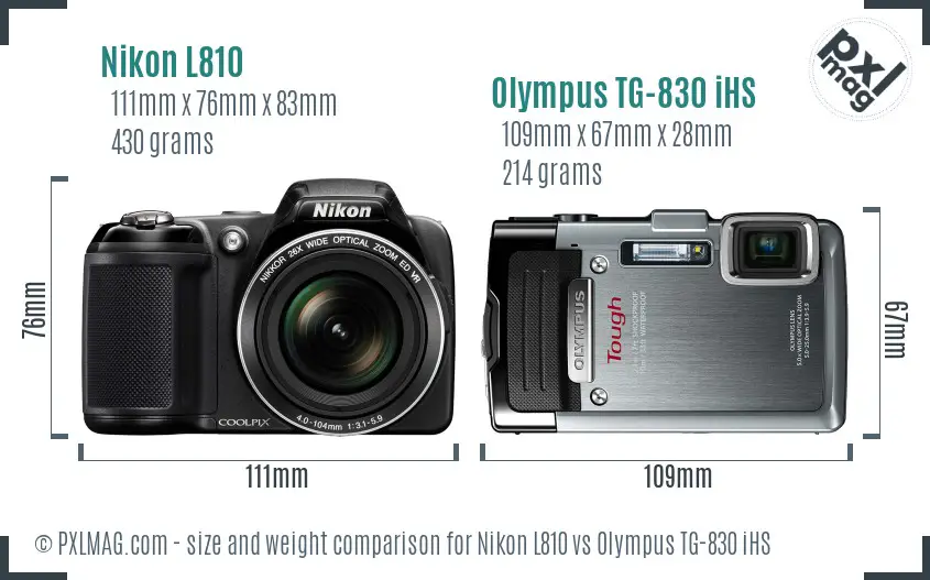 Nikon L810 vs Olympus TG-830 iHS size comparison