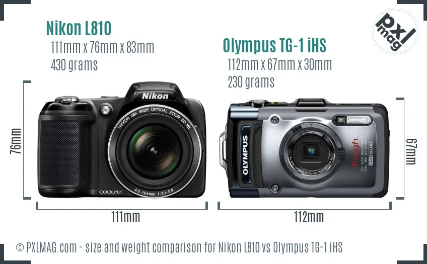Nikon L810 vs Olympus TG-1 iHS size comparison Nikon L810 vs Olympus TG-1 iHS size comparison