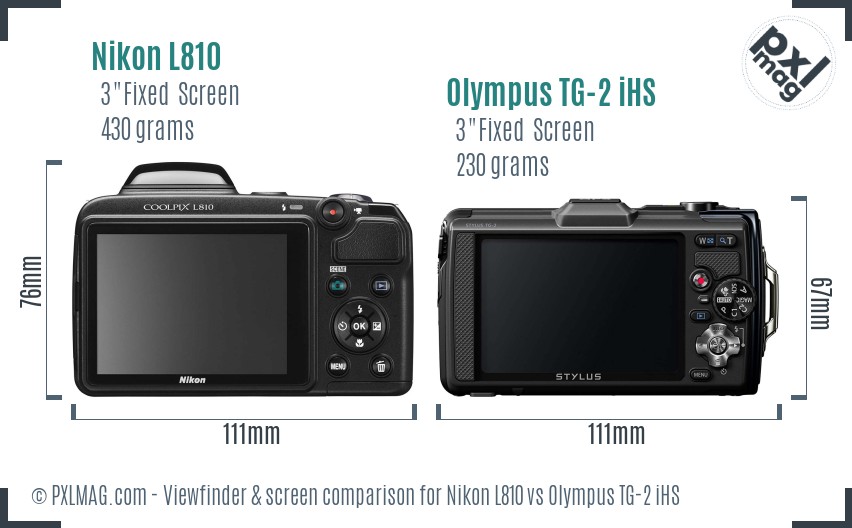 Nikon L810 vs Olympus TG-2 iHS Screen and Viewfinder comparison