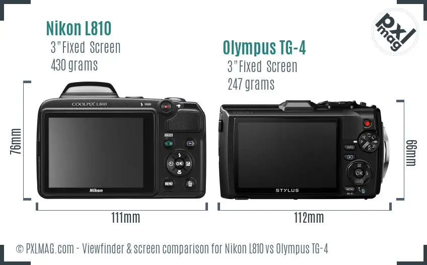 Nikon L810 vs Olympus TG-4 Screen and Viewfinder comparison Nikon L810 vs Olympus TG-4 Screen and Viewfinder comparison