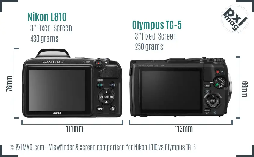 Nikon L810 vs Olympus TG-5 Screen and Viewfinder comparison