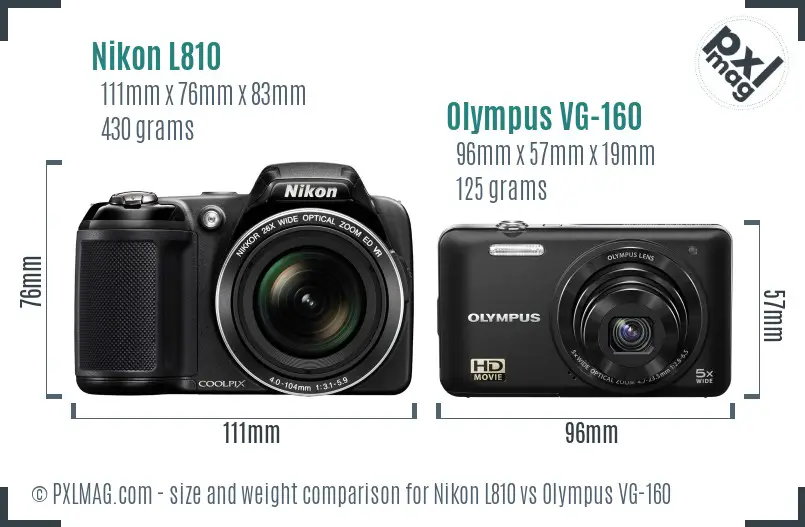 Nikon L810 vs Olympus VG-160 size comparison Nikon L810 vs Olympus VG-160 size comparison