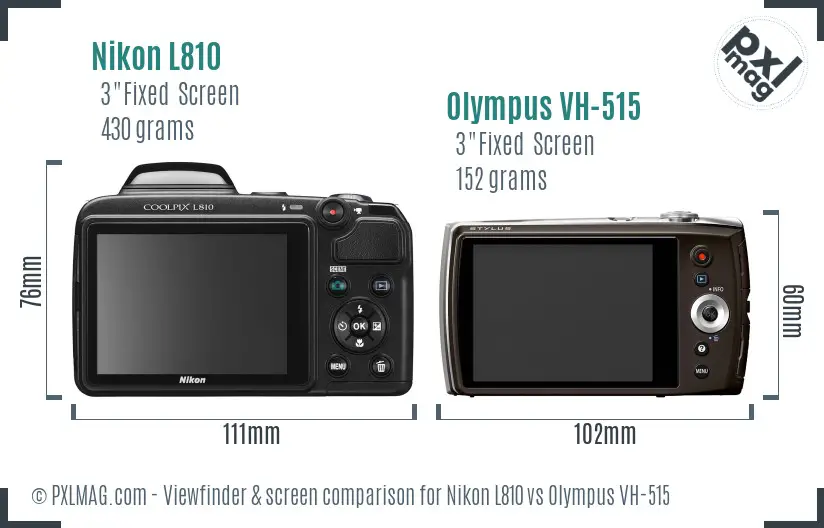 Nikon L810 vs Olympus VH-515 Screen and Viewfinder comparison