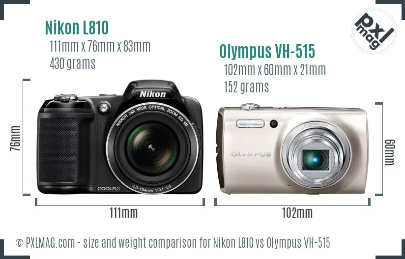 Nikon L810 vs Olympus VH-515 size comparison