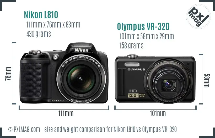 Nikon L810 vs Olympus VR-320 size comparison Nikon L810 vs Olympus VR-320 size comparison