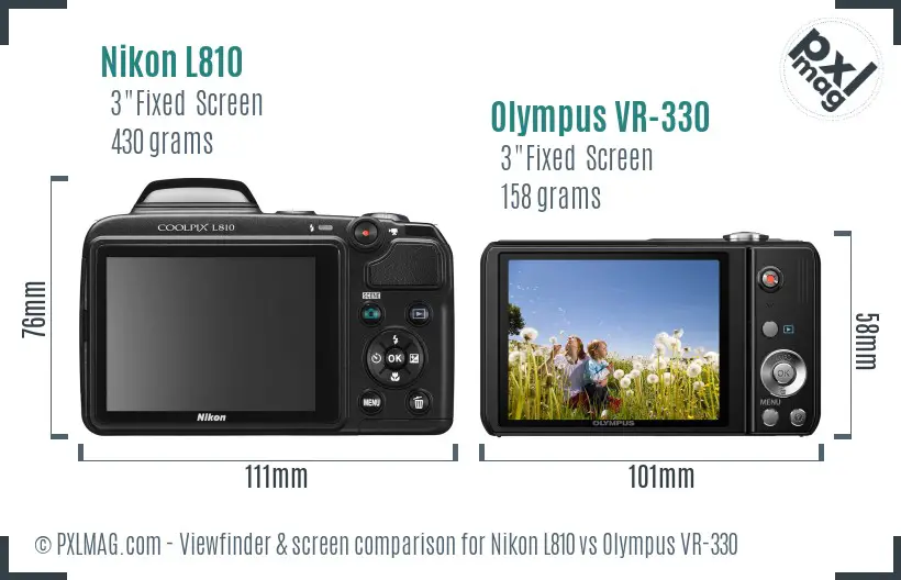 Nikon L810 vs Olympus VR-330 Screen and Viewfinder comparison