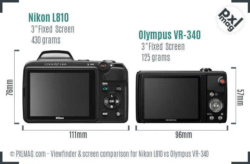 Nikon L810 vs Olympus VR-340 Screen and Viewfinder comparison Nikon L810 vs Olympus VR-340 Screen and Viewfinder comparison