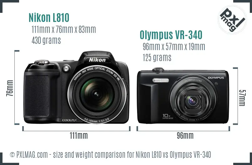 Nikon L810 vs Olympus VR-340 size comparison Nikon L810 vs Olympus VR-340 size comparison