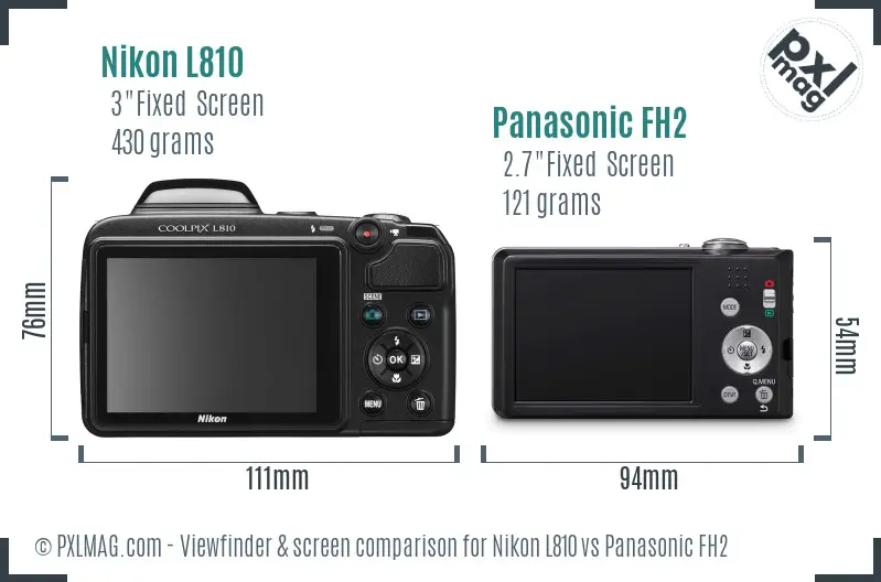 Nikon L810 vs Panasonic FH2 Screen and Viewfinder comparison