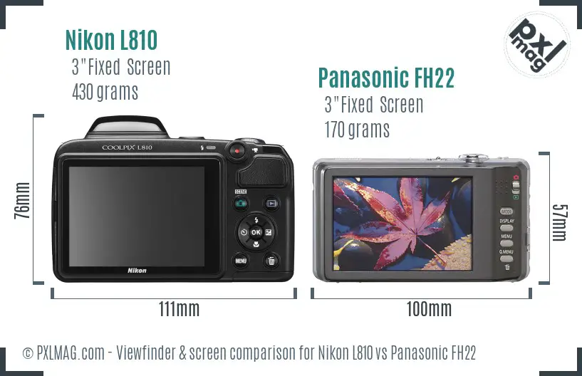 Nikon L810 vs Panasonic FH22 Screen and Viewfinder comparison