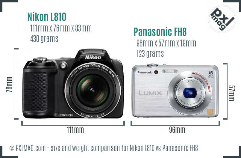 Nikon L810 vs Panasonic FH8 size comparison Nikon L810 vs Panasonic FH8 size comparison