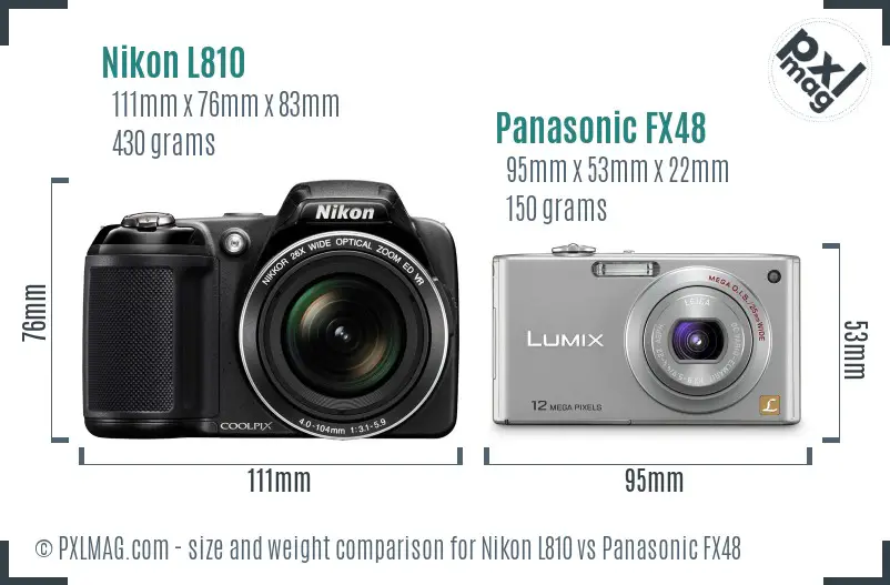 Nikon L810 vs Panasonic FX48 size comparison Nikon L810 vs Panasonic FX48 size comparison