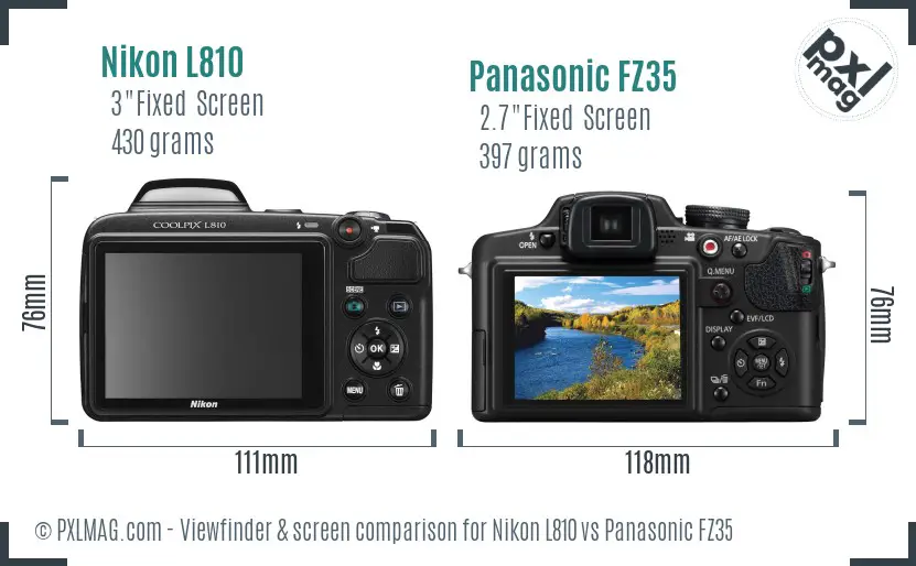 Nikon L810 vs Panasonic FZ35 Screen and Viewfinder comparison