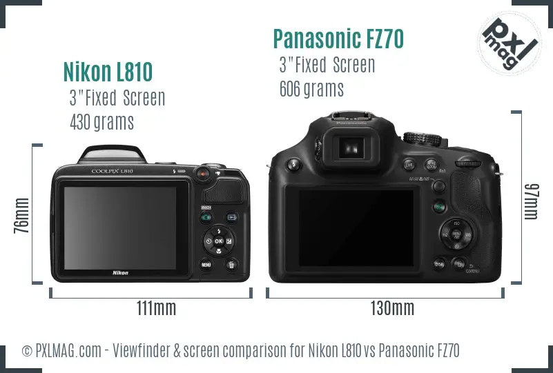 Nikon L810 vs Panasonic FZ70 Screen and Viewfinder comparison