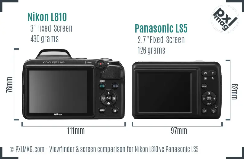 Nikon L810 vs Panasonic LS5 Screen and Viewfinder comparison Nikon L810 vs Panasonic LS5 Screen and Viewfinder comparison