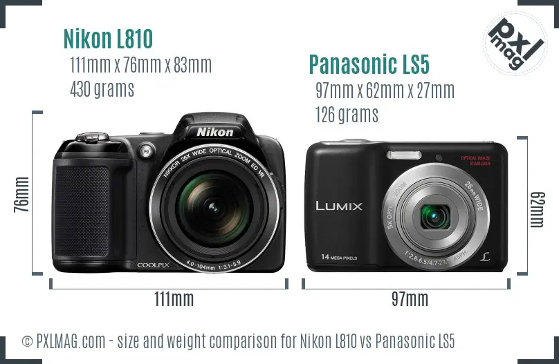 Nikon L810 vs Panasonic LS5 size comparison Nikon L810 vs Panasonic LS5 size comparison