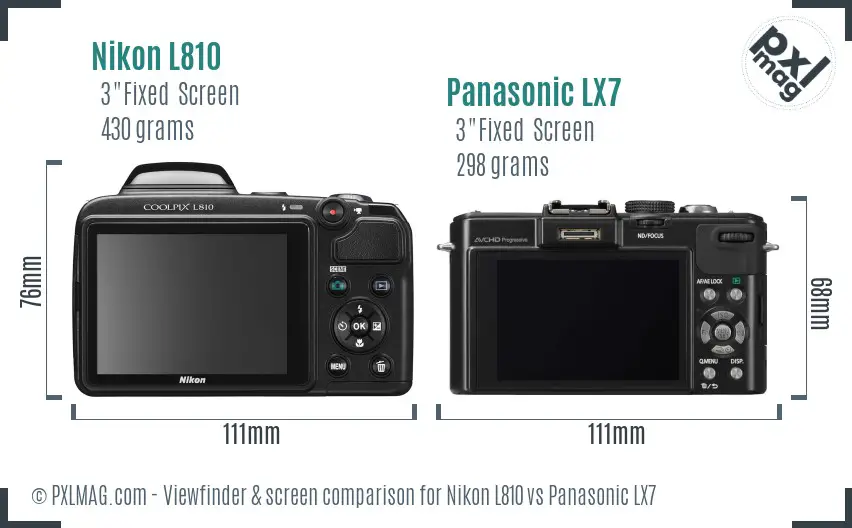 Nikon L810 vs Panasonic LX7 Screen and Viewfinder comparison Nikon L810 vs Panasonic LX7 Screen and Viewfinder comparison
