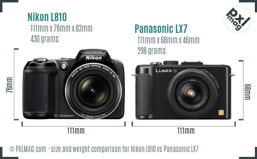 Nikon L810 vs Panasonic LX7 size comparison Nikon L810 vs Panasonic LX7 size comparison