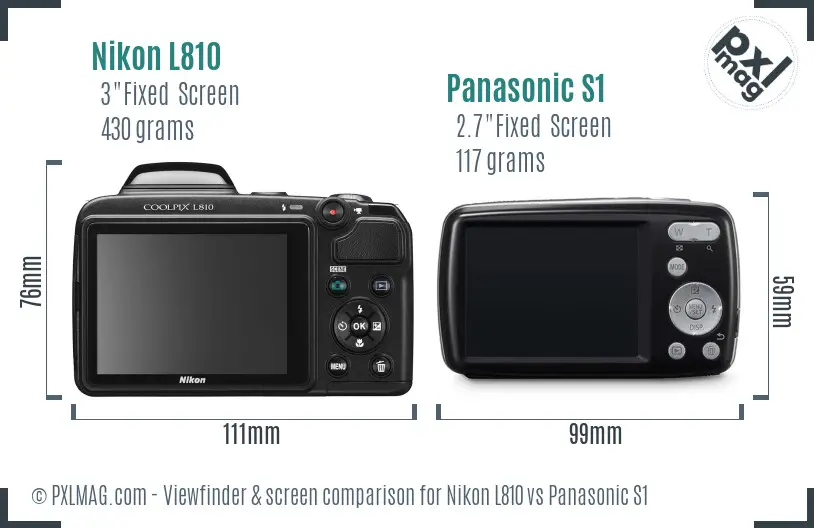 Nikon L810 vs Panasonic S1 Screen and Viewfinder comparison