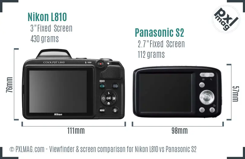 Nikon L810 vs Panasonic S2 Screen and Viewfinder comparison