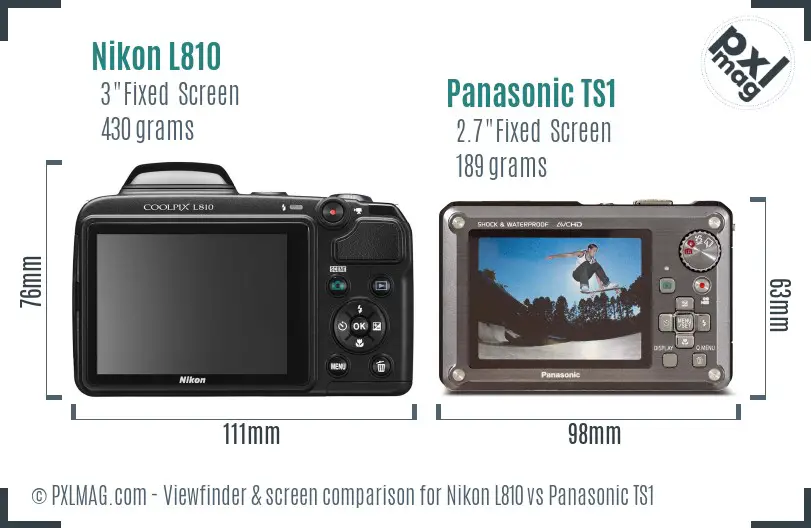 Nikon L810 vs Panasonic TS1 Screen and Viewfinder comparison