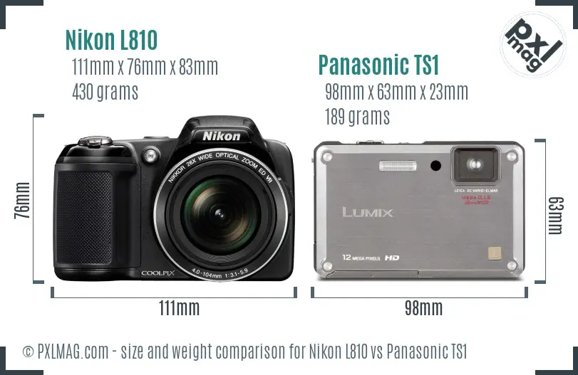 Nikon L810 vs Panasonic TS1 size comparison