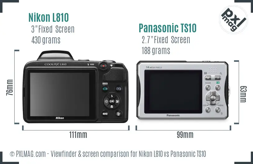 Nikon L810 vs Panasonic TS10 Screen and Viewfinder comparison