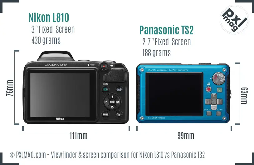 Nikon L810 vs Panasonic TS2 Screen and Viewfinder comparison