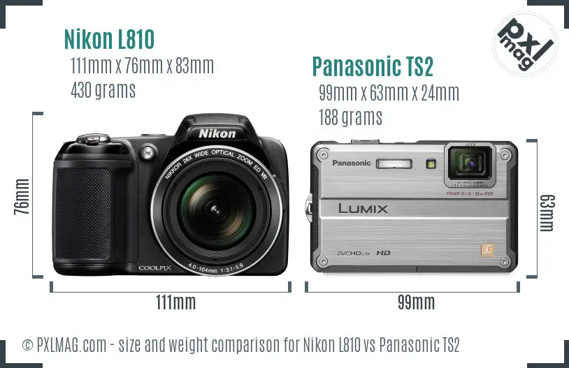 Nikon L810 vs Panasonic TS2 size comparison