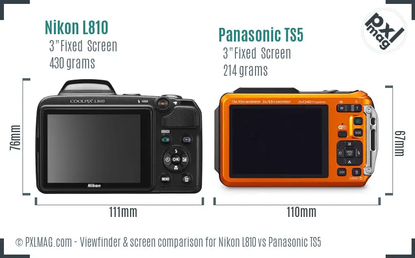 Nikon L810 vs Panasonic TS5 Screen and Viewfinder comparison Nikon L810 vs Panasonic TS5 Screen and Viewfinder comparison