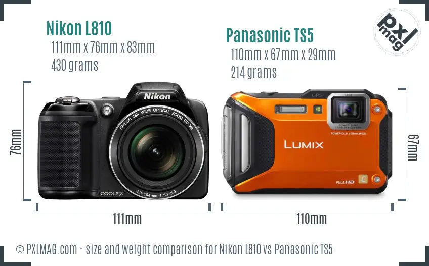 Nikon L810 vs Panasonic TS5 size comparison Nikon L810 vs Panasonic TS5 size comparison
