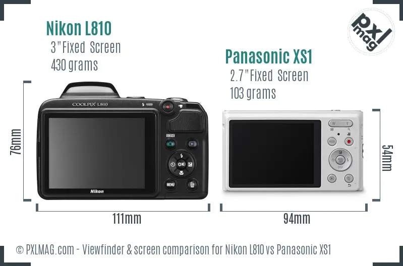 Nikon L810 vs Panasonic XS1 Screen and Viewfinder comparison Nikon L810 vs Panasonic XS1 Screen and Viewfinder comparison