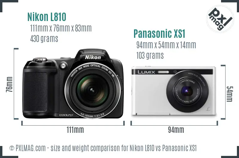 Nikon L810 vs Panasonic XS1 size comparison Nikon L810 vs Panasonic XS1 size comparison